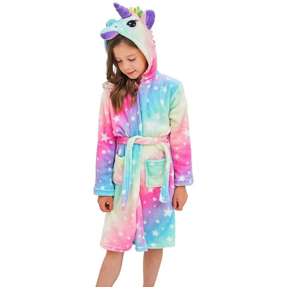 Unicorn Gifts For Girls Unicorn Robe Hooded Starry Sky Print - Picture 1 of 11